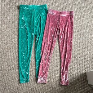 Crewcuts size 8 Velvet Kids Leggings Set - Green and Pink